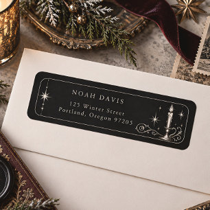 Vintage Candle Gothic Christmas Return Address Label