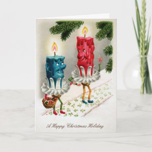 Vintage Candles Christmas Card