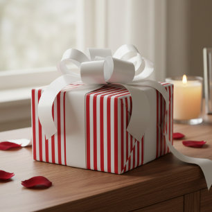 Vintage Candy Cane Stripe Red And White Wrapping Paper