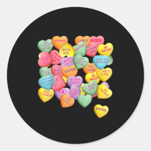 Vintage Candy Conversation Hearts For Anti Valenti Classic Round Sticker