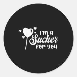 Vintage Candy Heart Love Im A Sucker For You Valen Classic Round Sticker