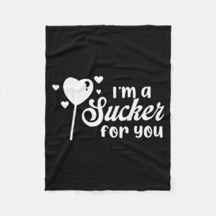 Vintage Candy Heart Love Im A Sucker For You Valen Fleece Blanket