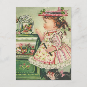 Vintage Candy Shop Girl Card