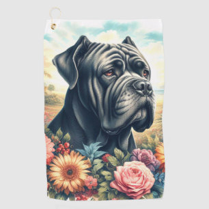 Vintage Cane Corso Dog Painting Golf Towel