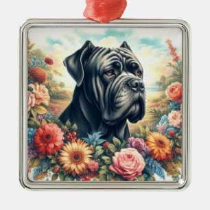 Vintage Cane Corso Dog Painting Metal Ornament