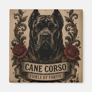 Vintage Cane Corso Floral Crest Dog Magnet