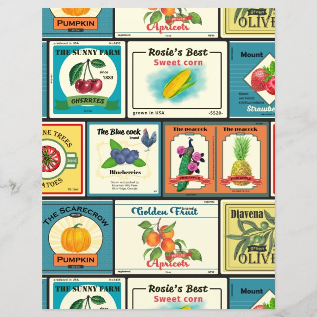 Vintage canned goods-Fruit labels (Front)