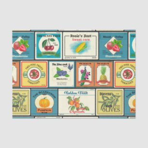Vintage canned goods-Fruit labels Tissue Paper