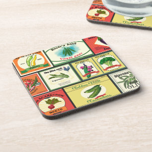 Vintage canned goods-Vegetables labels Coaster