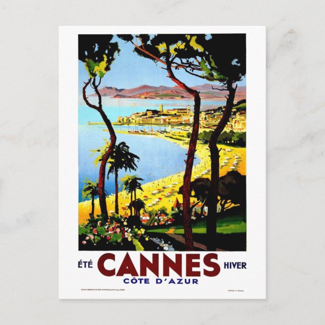 Vintage Cannes France Winter Travel Postcard (Front)