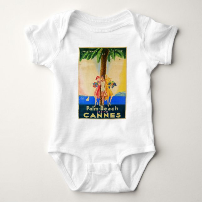 Vintage Cannes French Travel Baby Bodysuit (Front)