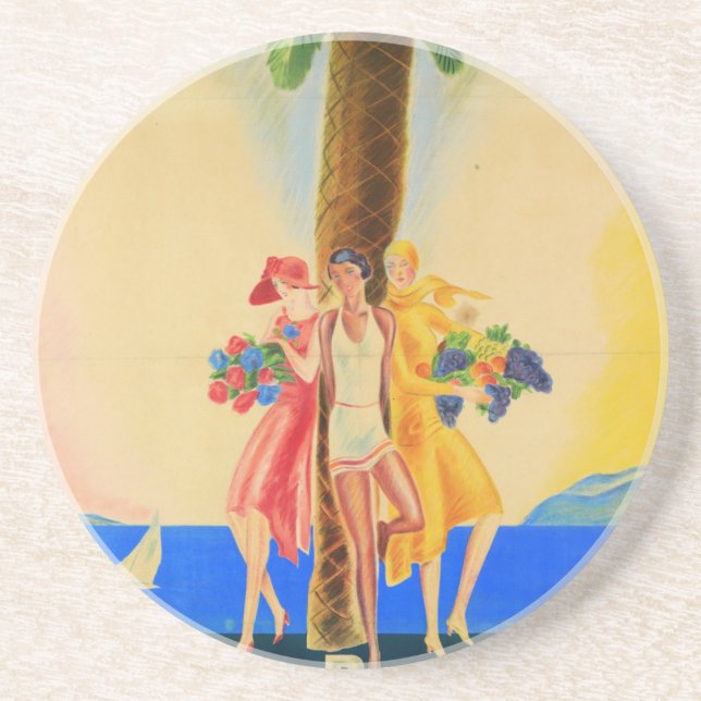 Vintage Cannes French Travel Coaster (Front)