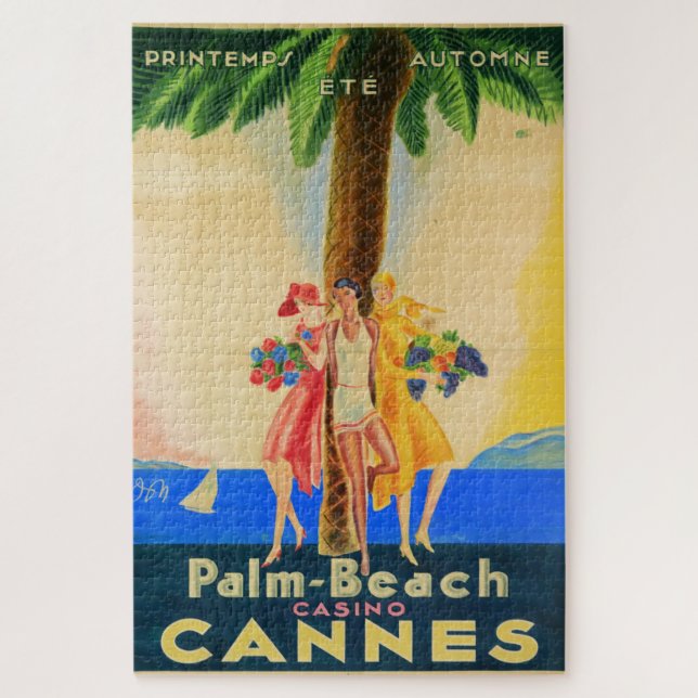 Vintage Cannes French Travel Jigsaw Puzzle (Vertical)