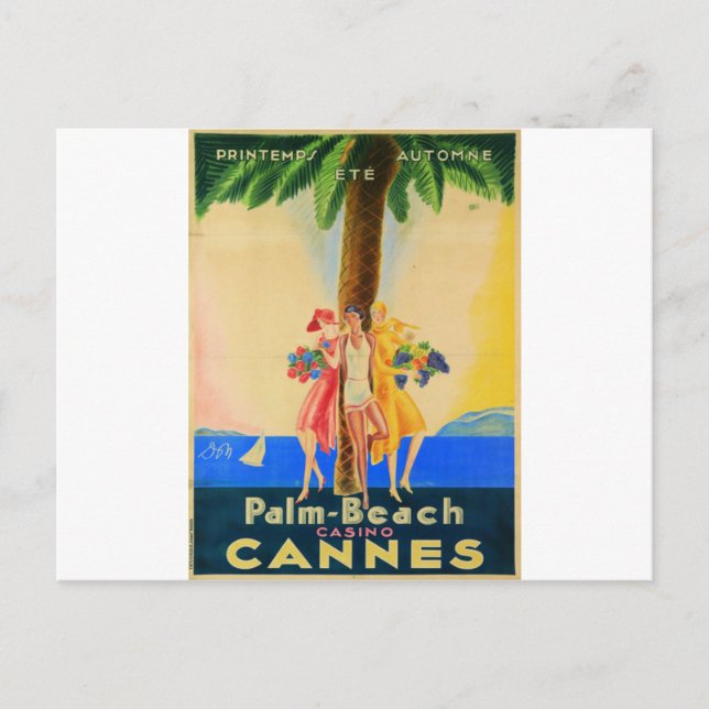 Vintage Cannes French Travel Postcard (Front)