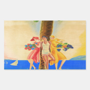 Vintage Cannes French Travel Rectangular Sticker
