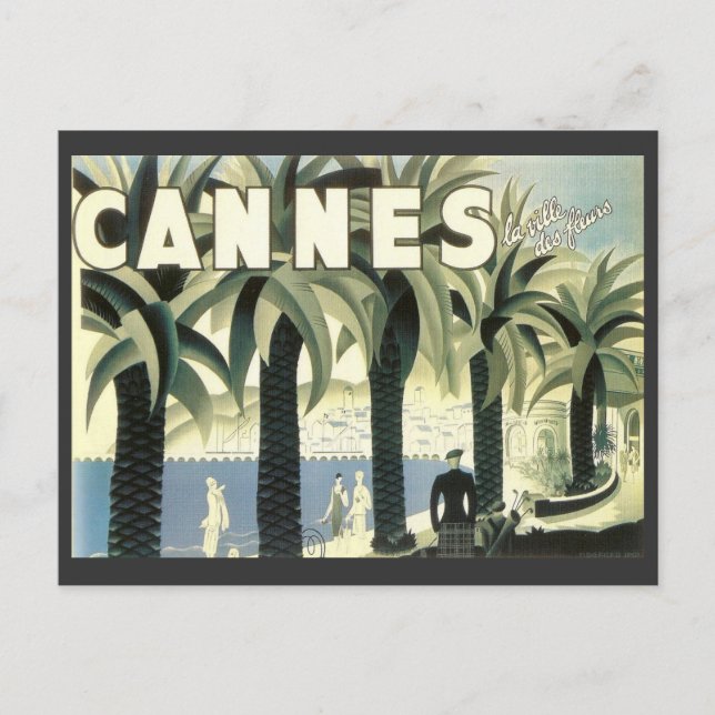 Vintage Cannes Travel Advertisement Postcard (Front)