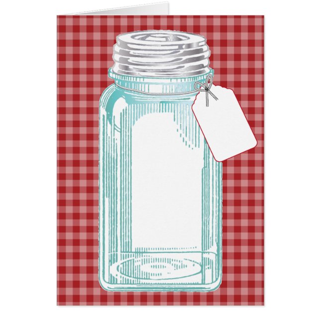 Vintage Canning Jar Red Gingham Design (Front)