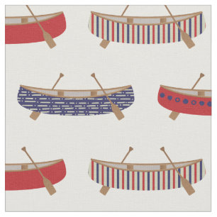 Vintage Canoes Lake House Americana Print Fabric