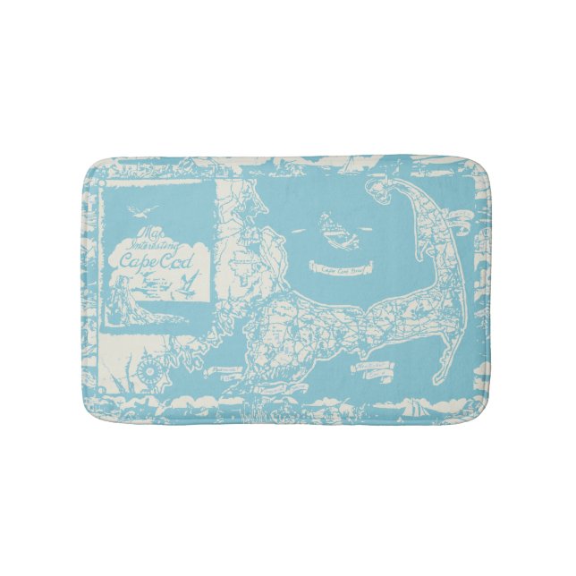 Vintage Cape Cod Map Bath Mat (Front)