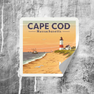 Vintage Cape Cod Massachusetts Square Sticker