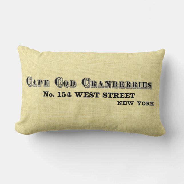 Vintage Cape Code Cranberries Sign Lumbar Cushion (Front)