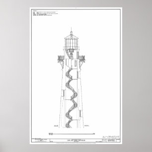 Vintage Cape Hatteras Lighthouse Blueprint 2 Poster
