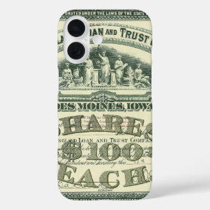 Vintage Capital Stock Certificate Business Finance iPhone 16 Case