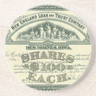 Vintage Capital Stock Certificate Business Finance Coaster