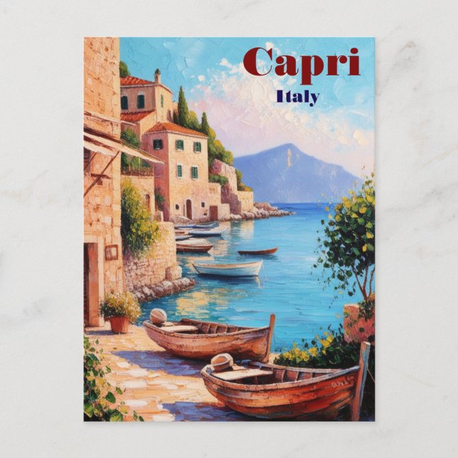 Vintage Capri Italy Travel Postcard – Retro Medite (Front)