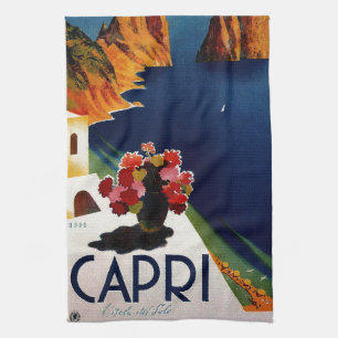 Vintage Capri Italy Travel Tea Towel