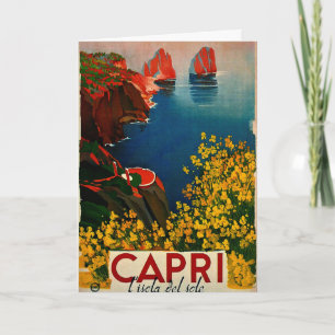 Vintage Capri L'Isola del Sole Italy Card