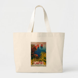 Vintage Capri L'Isola del Sole Italy Large Tote Bag