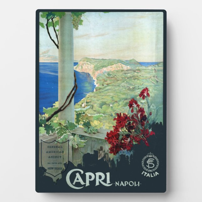 Vintage Capri Napoli Italy Travel Poster Plaque (Front)