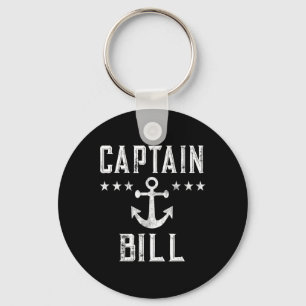 Vintage Captain Bill Boat Owner Art Boating Theme Key Ring