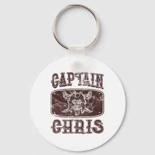 Vintage Captain Chris Personalised Pirate Pontoon  Key Ring