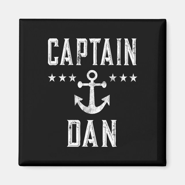 Vintage Captain Dan Personalised First Name Boatin Magnet (Front)