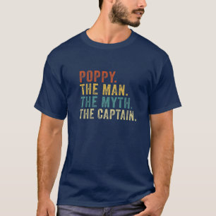 Vintage Captain Grandpa Poppy Man Myth Funny Boati T-Shirt
