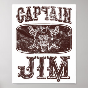 Vintage Captain Jim Personalised Pirate Pontoon Bo Poster