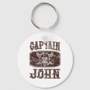 Vintage Captain John Personalised Pirate Pontoon B Key Ring