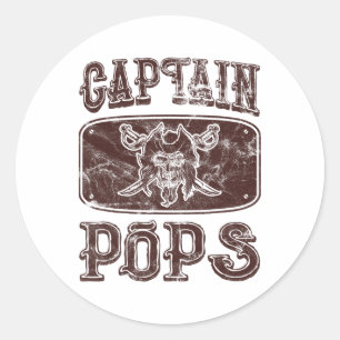 Vintage Captain Pops Personalised Pirate Pontoon B Classic Round Sticker