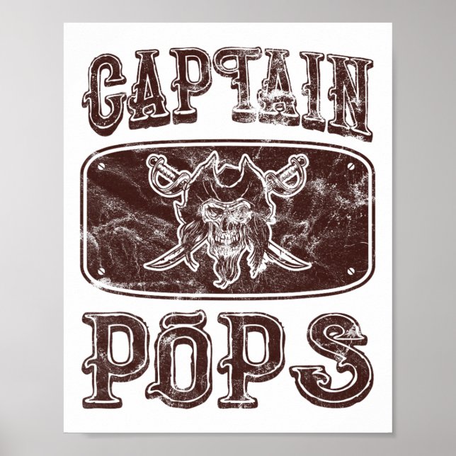 Vintage Captain Pops Personalised Pirate Pontoon B Poster (Front)