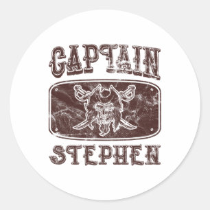 Vintage Captain Stephen Personalised Pirate Pontoo Classic Round Sticker