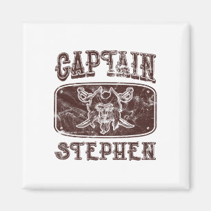 Vintage Captain Stephen Personalised Pirate Pontoo Magnet
