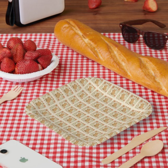 Vintage Capybara Floral Paper Plates  (Picnic)