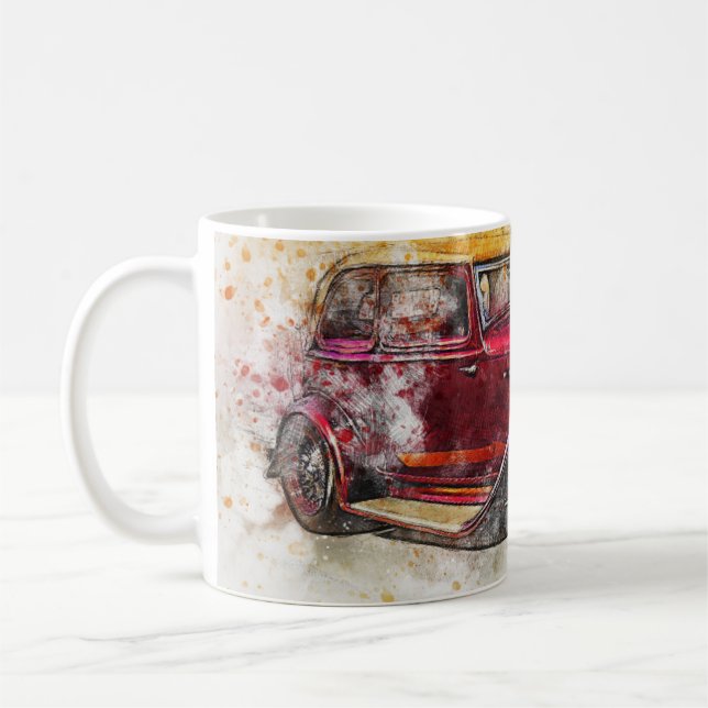 Vintage Car Abstract Graphic Coffee Mug (Left)