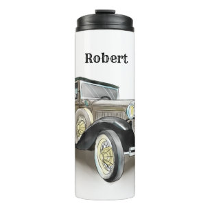 Vintage Car  - Add Name - Coffee  Thermal Tumbler