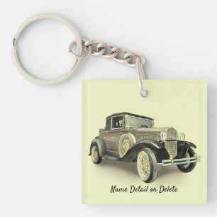Vintage Car - Add Name Details or Delete Text - Key Ring