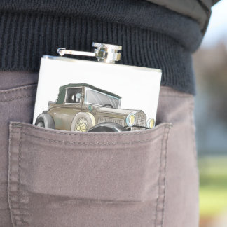 Vintage Car  - Add Name -  Hip Flask