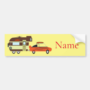 Vintage Car and Camper Thunder_Cove Bumper Sticker