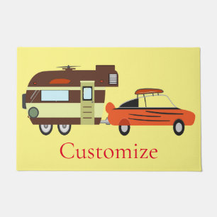 Vintage Car and Camper Thunder_Cove Doormat